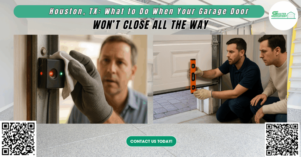 Houston, TX: What to Do When Your Garage Door Won’t Close All the Way - Greater Greenspoint Garage Door Center Co.